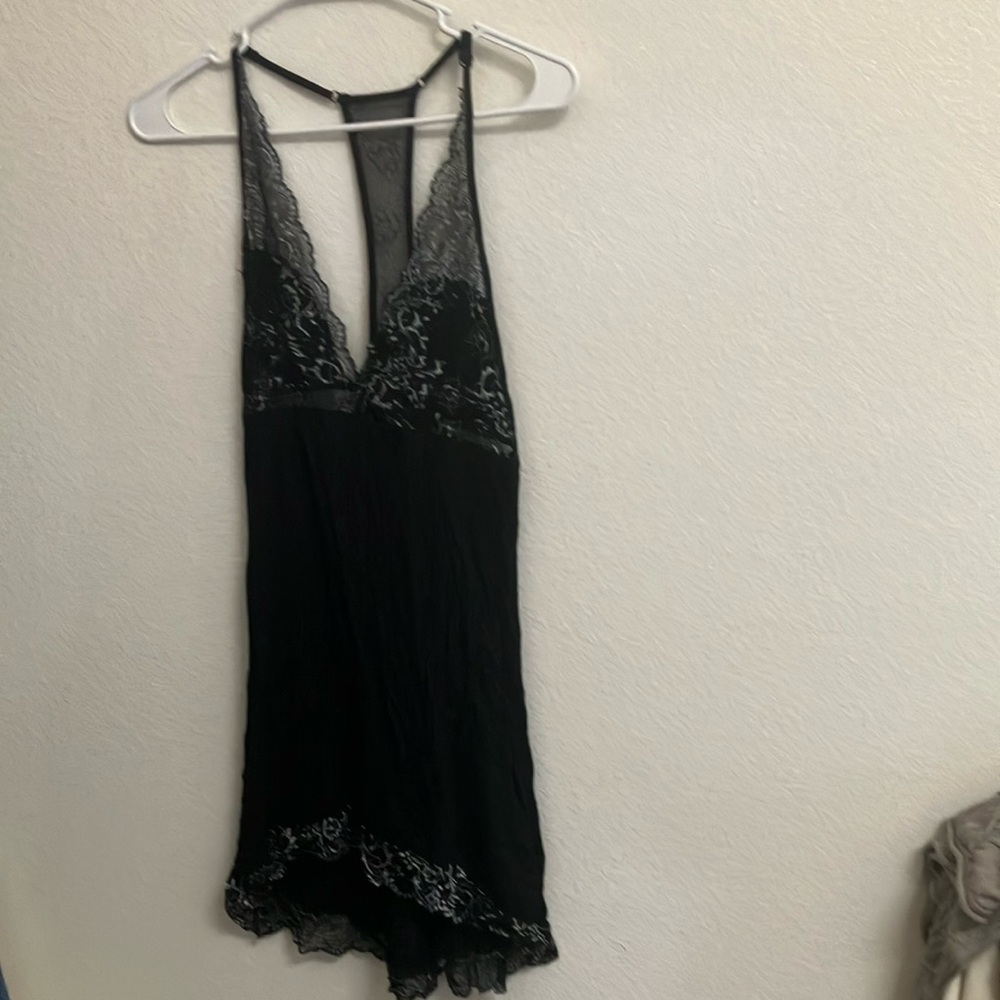 Daisy Fuentes Black Lace Trim Chemise Nightdress